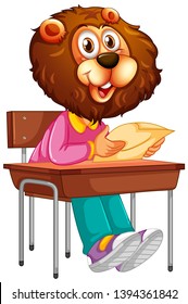 A lion student character illustration