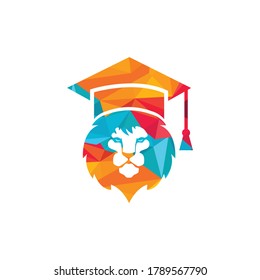 Lion Student vector logo design. Lion academy logo concept.