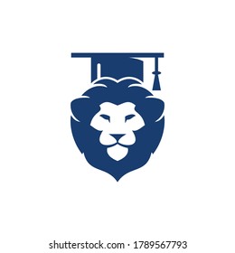 Lion Student vector logo design. Lion academy logo concept.