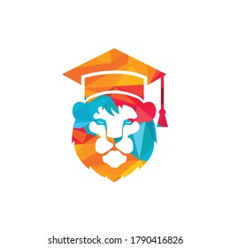 Lion Student vector logo design. Lion academy logo concept.