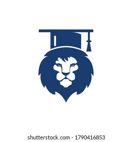 Lion Student vector logo design. Lion academy logo concept.