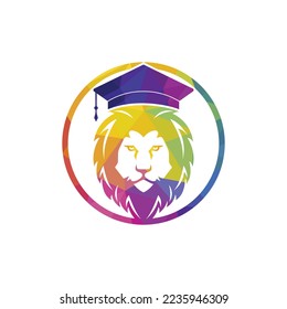 Lion Student vector logo design. Lion academy logo concept.