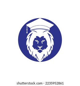 Lion Student vector logo design. Lion academy logo concept.