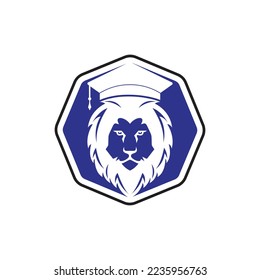 Lion Student vector logo design. Lion academy logo concept.
