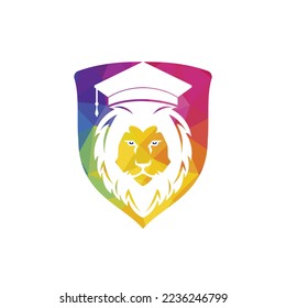 Lion Student vector logo design. Lion academy logo concept.
