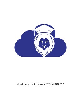 Lion Student vector logo design. Lion academy logo concept.