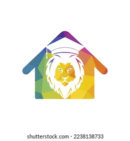 Lion Student vector logo design. Lion academy logo concept.