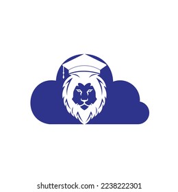 Lion Student vector logo design. Lion academy logo concept.