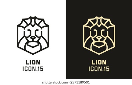 Lion stylized head geometric line icon