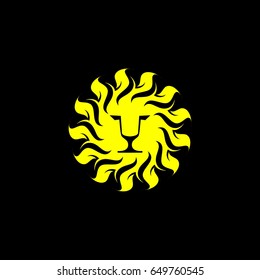 lion sun flower icon vector logo element