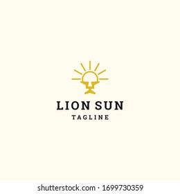 Lion Sun logo template design in Vector illustration 