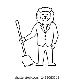 Lion Sweeps in White Suit Scene line art