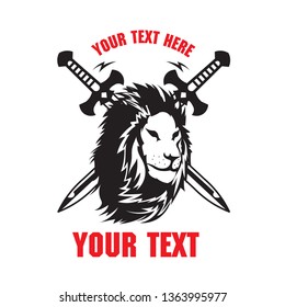 Lion and Sword vector illustration, perfect for t shirt design and martial club dojo logo design 