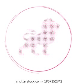 The lion symbol filled with pink dots. Pointillism style. Vector illustration on white background