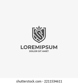 lion symbol logo in shield with crown
