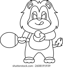 Lion Table tennis Table tennis racket Animal Vector Graphic Art Illustration