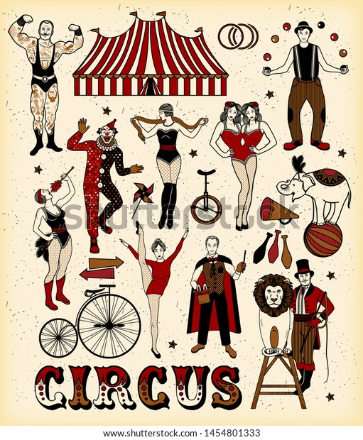 The Lion Tamer, The Clown, The Circus Strong Woman, The Circus Magician, Th...