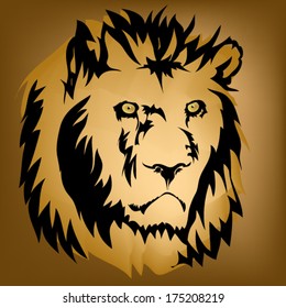 Lion tattoo on brown background