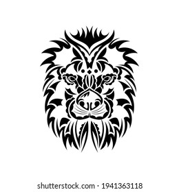 Lion tattoo on a white background.  Vector 