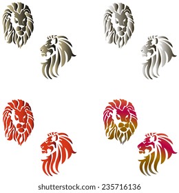 Lion tattoo set. Vector illustration. Abstract tattoo. Design
