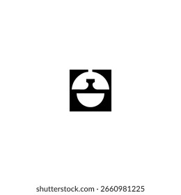 Lion Tech Blub Square Monogram. Tech Person Logo with white background. 