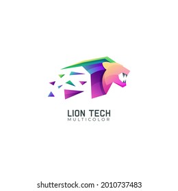 Lion tech gradient multicolor logo template