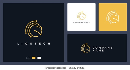 Lion tech logo design template	