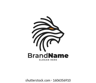 lion tech logo design vector, awesome line art technology design