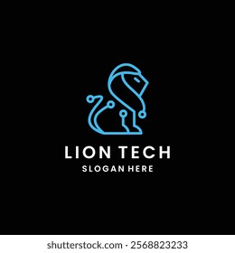 Lion Tech Logo Design Vector Illustration