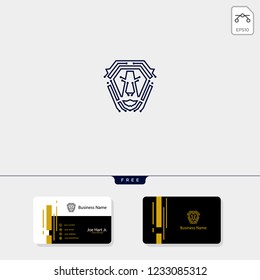 lion tech logo icon template vector illustration, get free business card design template