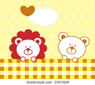lion teddy love greeting