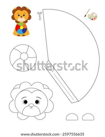 Lion template for coloring and building for games
