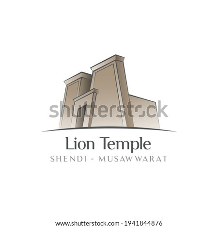 Lion Temple in Sudan, at Musawarat, Shendi, Naqa, Sahra, Landmark Vector Illustration Drawing Style.      