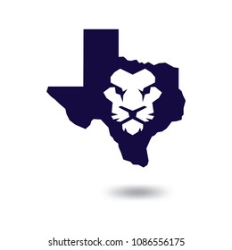 Lion in texas map logo icon