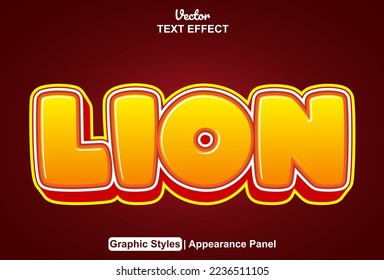 lion text effect with graphic style and editable.