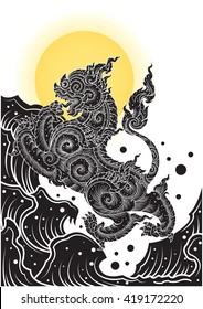 lion thai tradition style vector