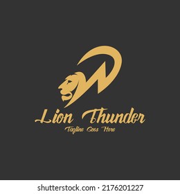 Plantilla de diseño de logotipo de trueno de leones. Ilustración del vector