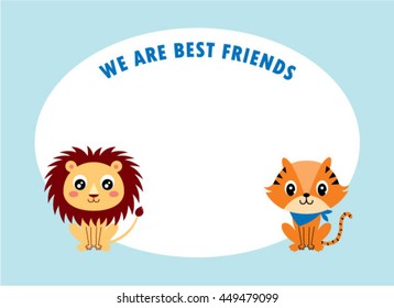 lion and tiger best friends card