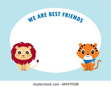 lion and tiger best friends card