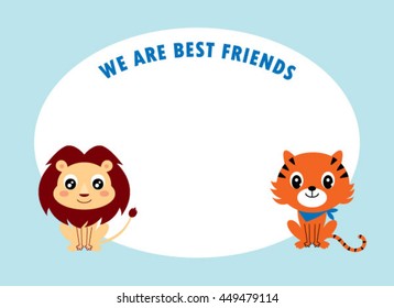 lion and tiger best friends card