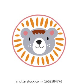 Zeichentrickdesign von Löwen oder Tigern. Cute Cartoon Tier Vektorillustration Illustration. Abstrakte Ikone für Babyplakate, Kunstdrucke, Modebekleidung oder Aufkleber.