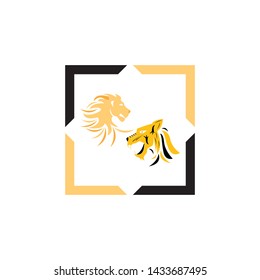 Lion and tiger Logo Template vector icon illustration design