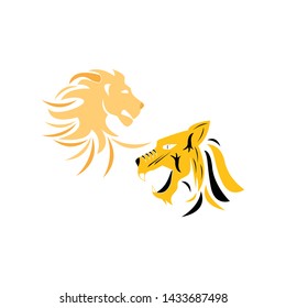 Lion and tiger Logo Template vector icon illustration design