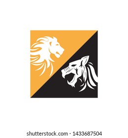Lion and tiger Logo Template vector icon illustration design