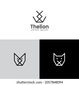 Lion and tiger mono line logo simple and modern