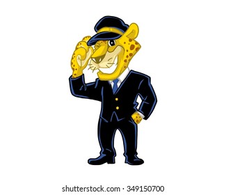 lion tiger pilot driver character illustration logo icon vector