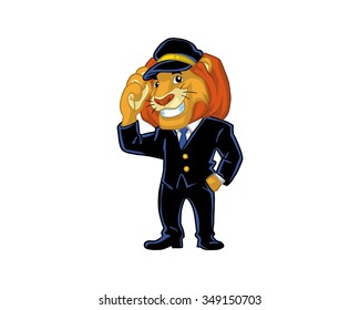 lion tiger pilot driver character illustration logo icon vector