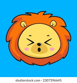 Lion Tired Face Head Kawaii Sticker