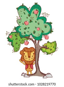 Lion in the tree cute cartoon