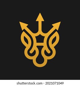 Lion Trident Monoline Modern Creative Logo